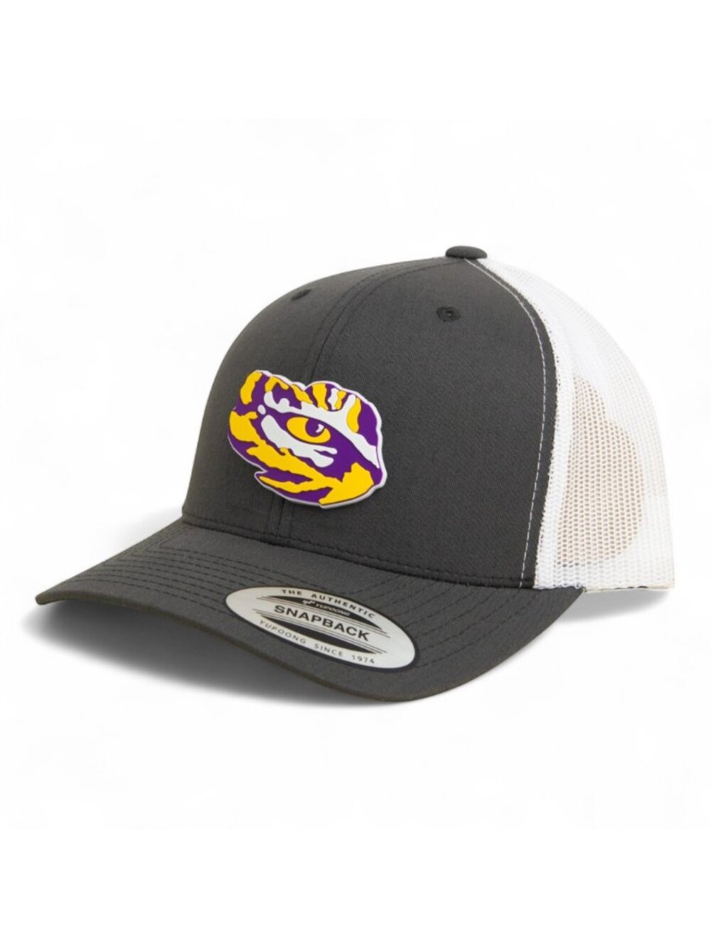 LSU Tiger Eye YP Classic Snapback Trucker Hat- Charcoal/ White